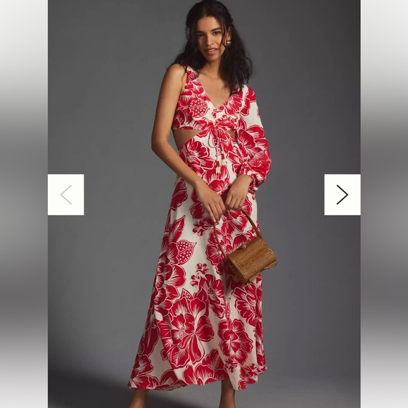 Farm Rio One-Shoulder Dress Red Floral Motif size Large - Picture 1 of 14